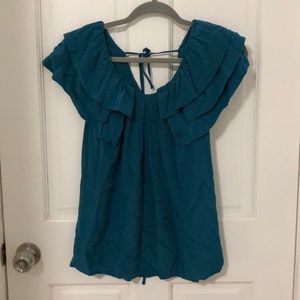 Club Monaco 100% silk sleeveless ruffle top